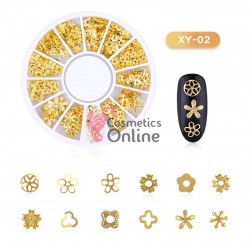 Carusel 3D pentru unghii C006BB cu forme metalice Aurii
